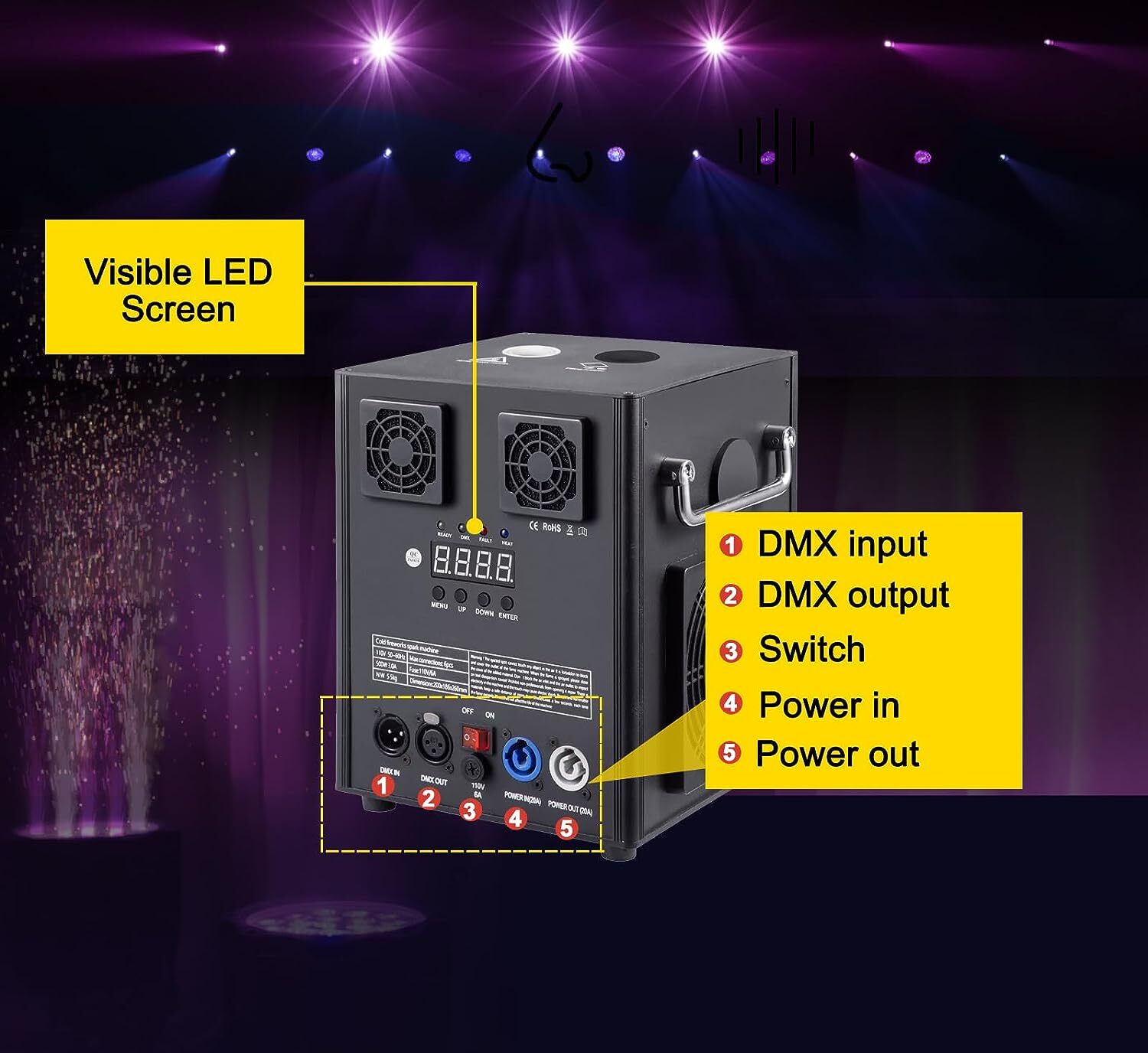 700W Cold Spark Machine Stage Effect DMX Firework Machine DJ Event Party Wedding