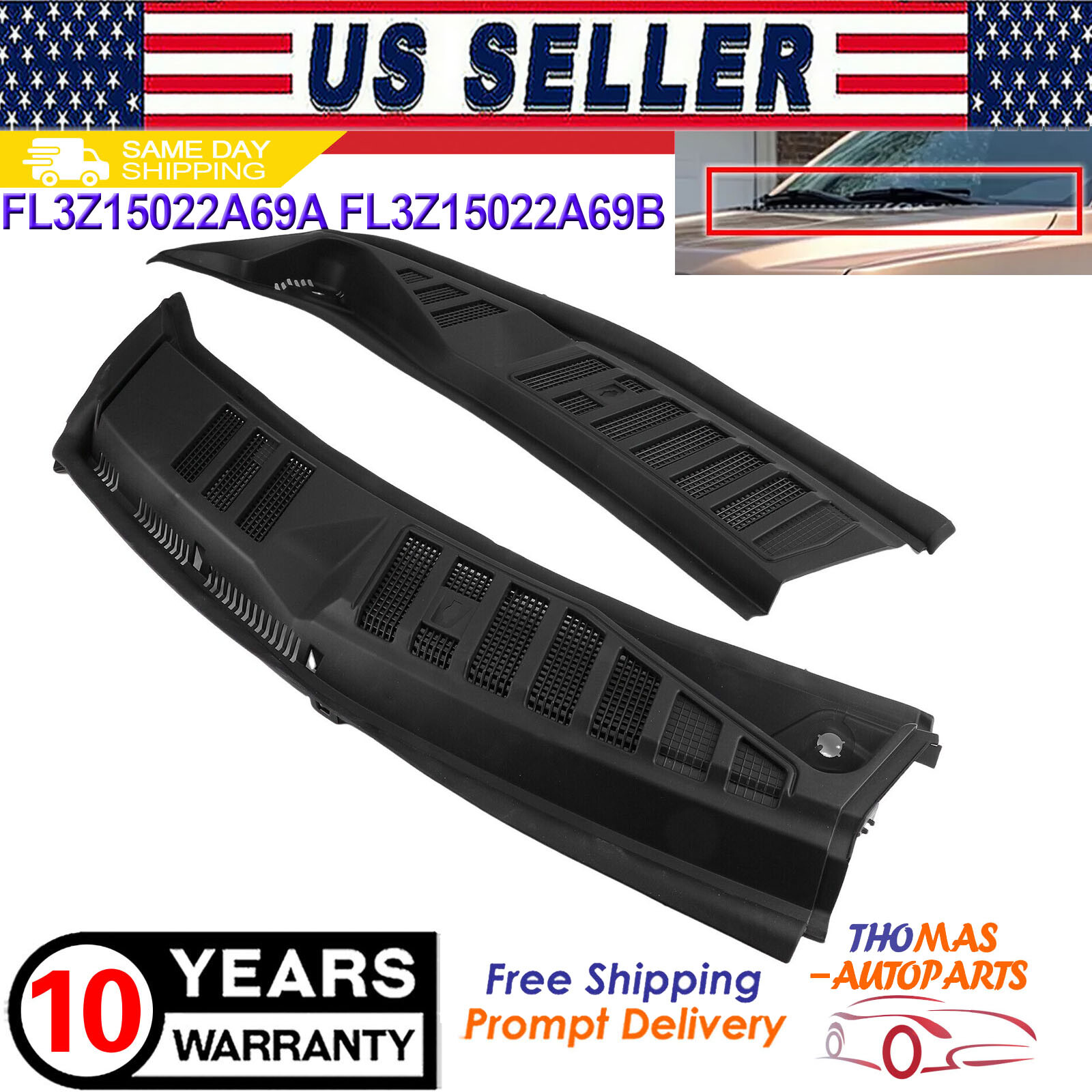For 2015-2020 Ford F150 F-150 Windshield Wiper Cowl Grill Grille FL3Z15022A69A