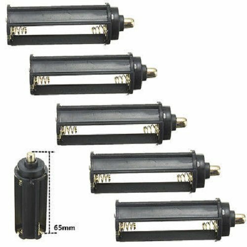 5x Black Cylindrical 3 AAA Plastic Battery Holder Case Box For 18650 Flashlight