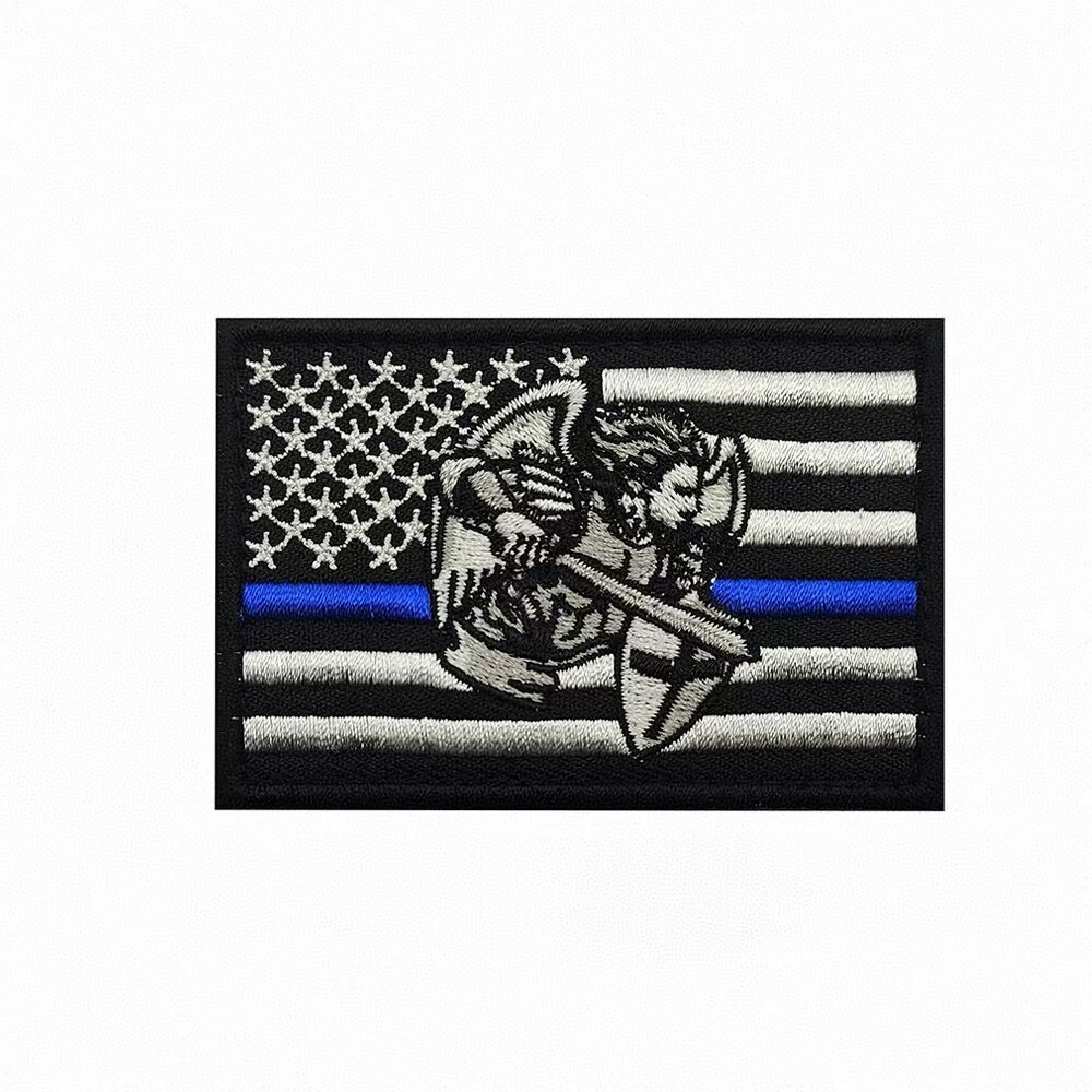 6PCS MODERN SAINT ST. MICHAEL PROTECT US BLUE LINE USA US FLAG HOOK LOOP PATCH
