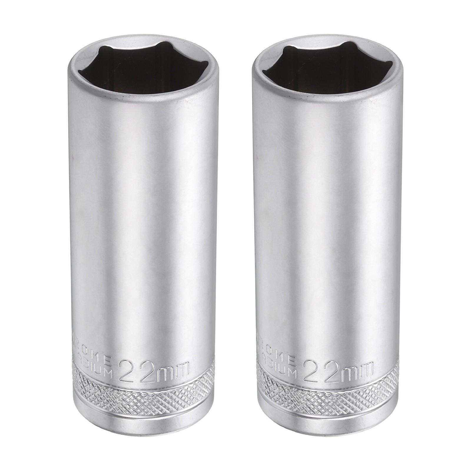 2pcs 6 Points Deep Socket 1/2" Drive 22mm Nickel Plating Hex Socket 3.1" Long