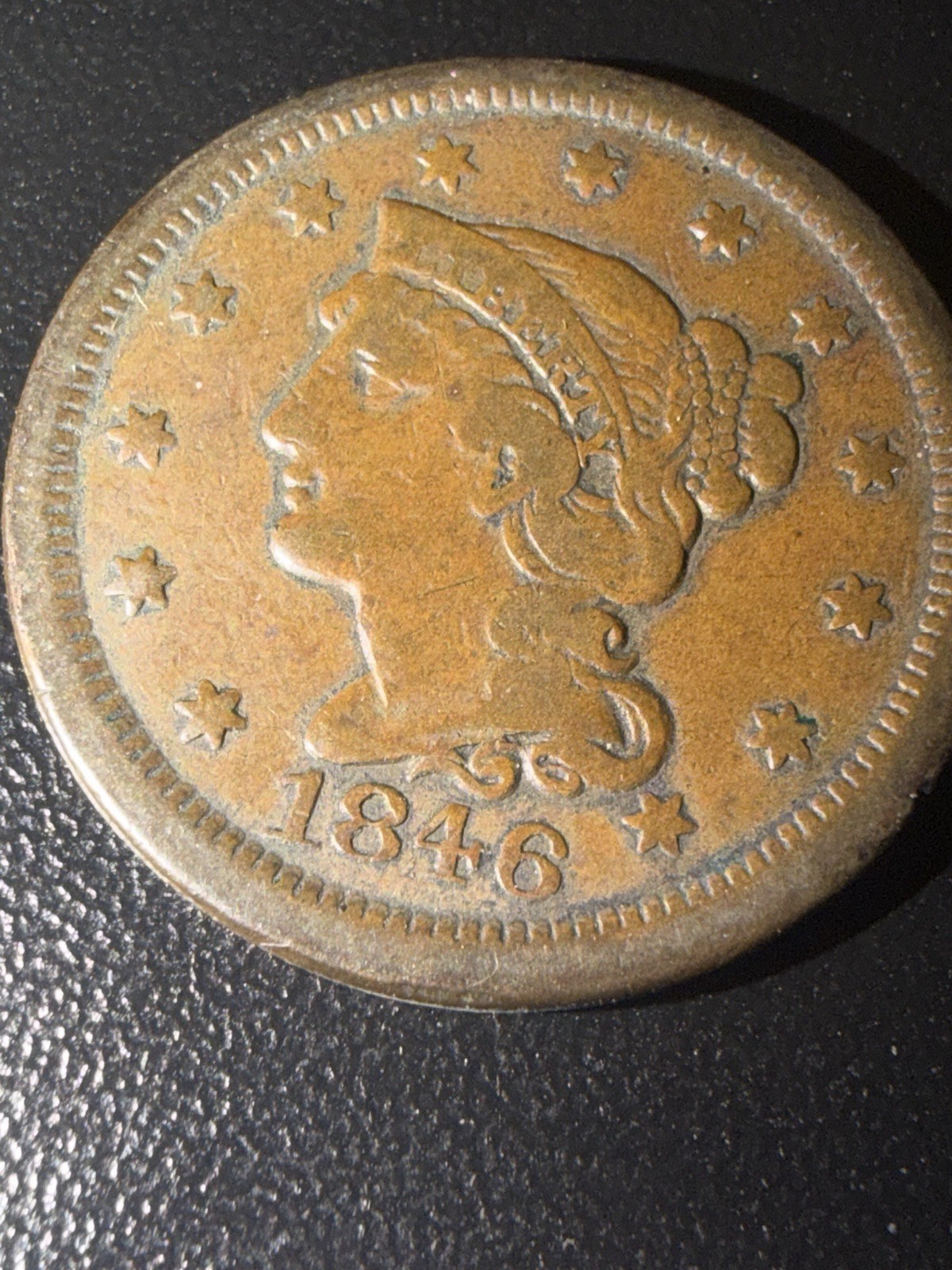 1846 Small Date Large Cent F