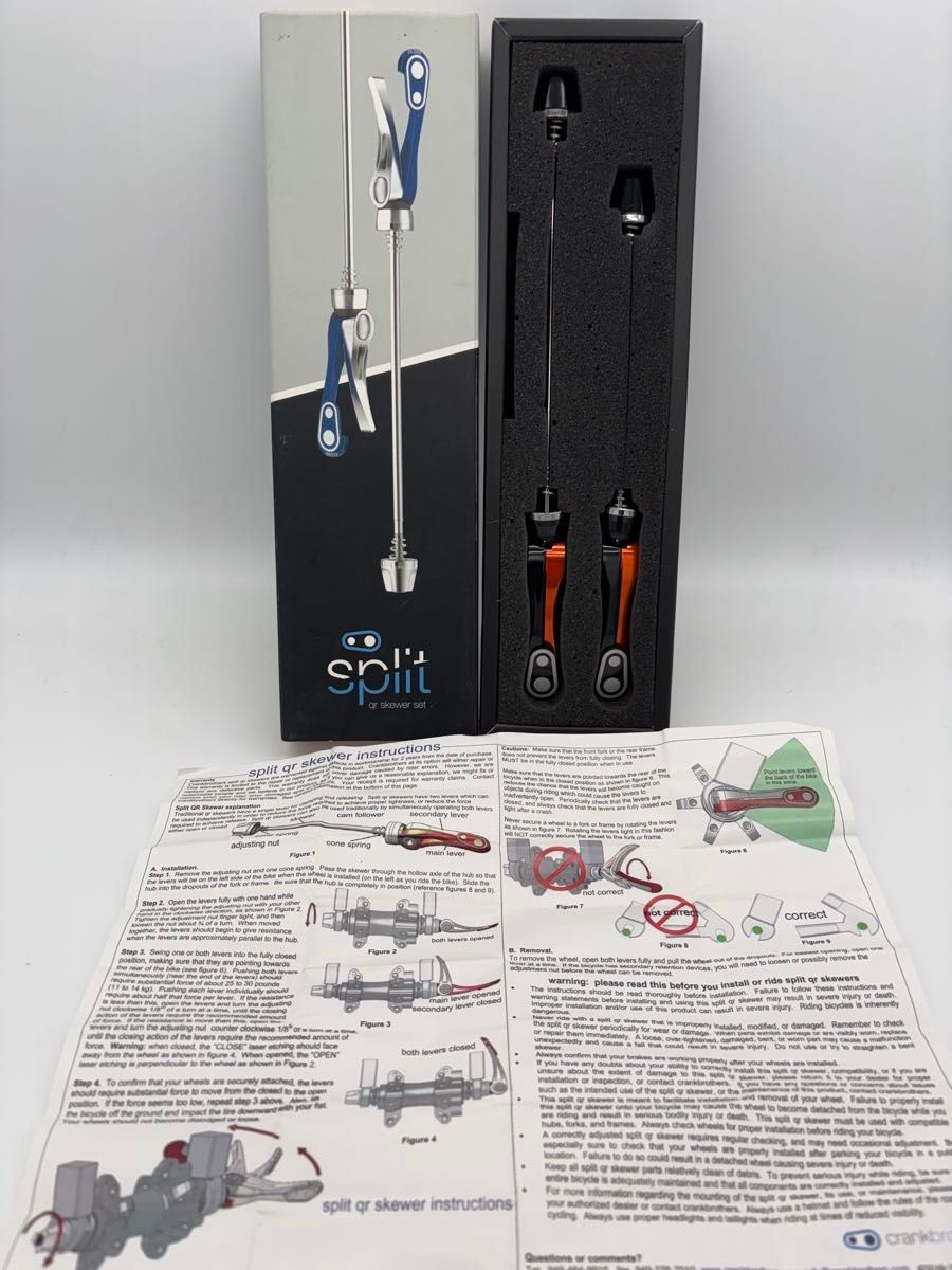 Crankbrothers Spirit Quick Release Skewer Set Front 100mm Rear 135mm NOS Unused