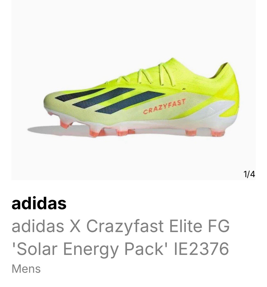 IE2376 Men’s 7 adidas X Crazyfast Elite FG Soccer Cleats - 'Solar Energy Pack'