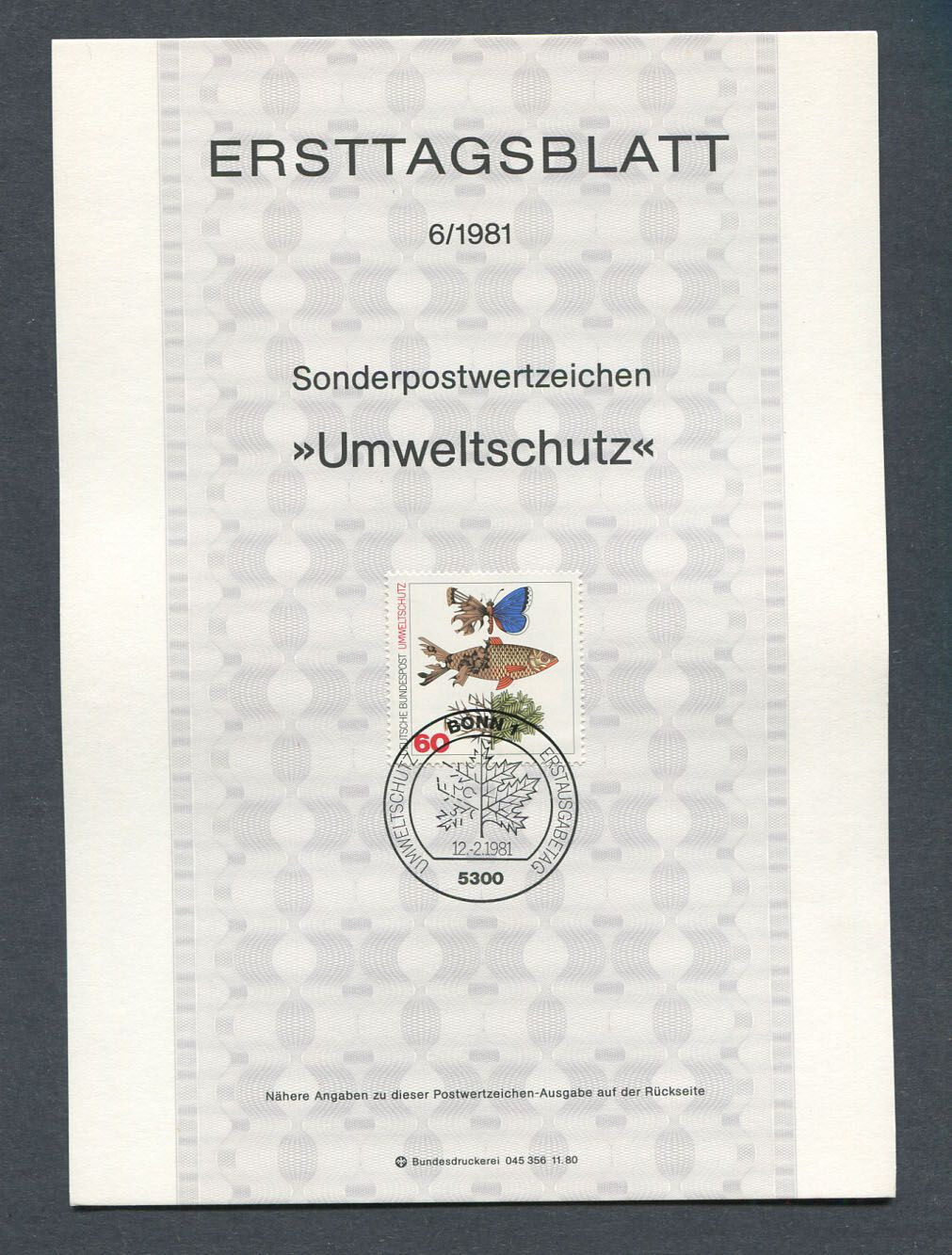 Germany - BRD : Scott # 1346 First Day Sheetlet (ETB) from 1981 (6/1981)