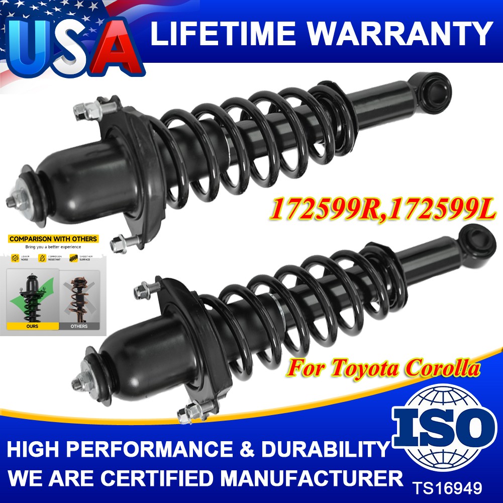 Set 2 Rear Shocks Struts w/ Coil Spring Assembly For 2009-2013 Toyota Corolla L4