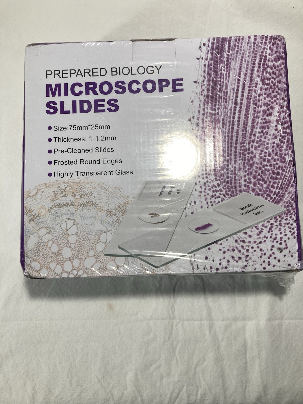 Prepared Biology 100  Microscope Slides - Plant Tissue Insect,  Animal NIB
