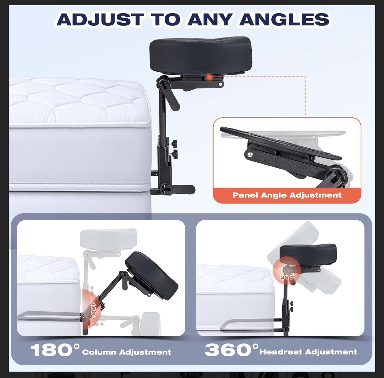 Adjustable Portable Black Massage Table Face Cradle Headrest, Foldable