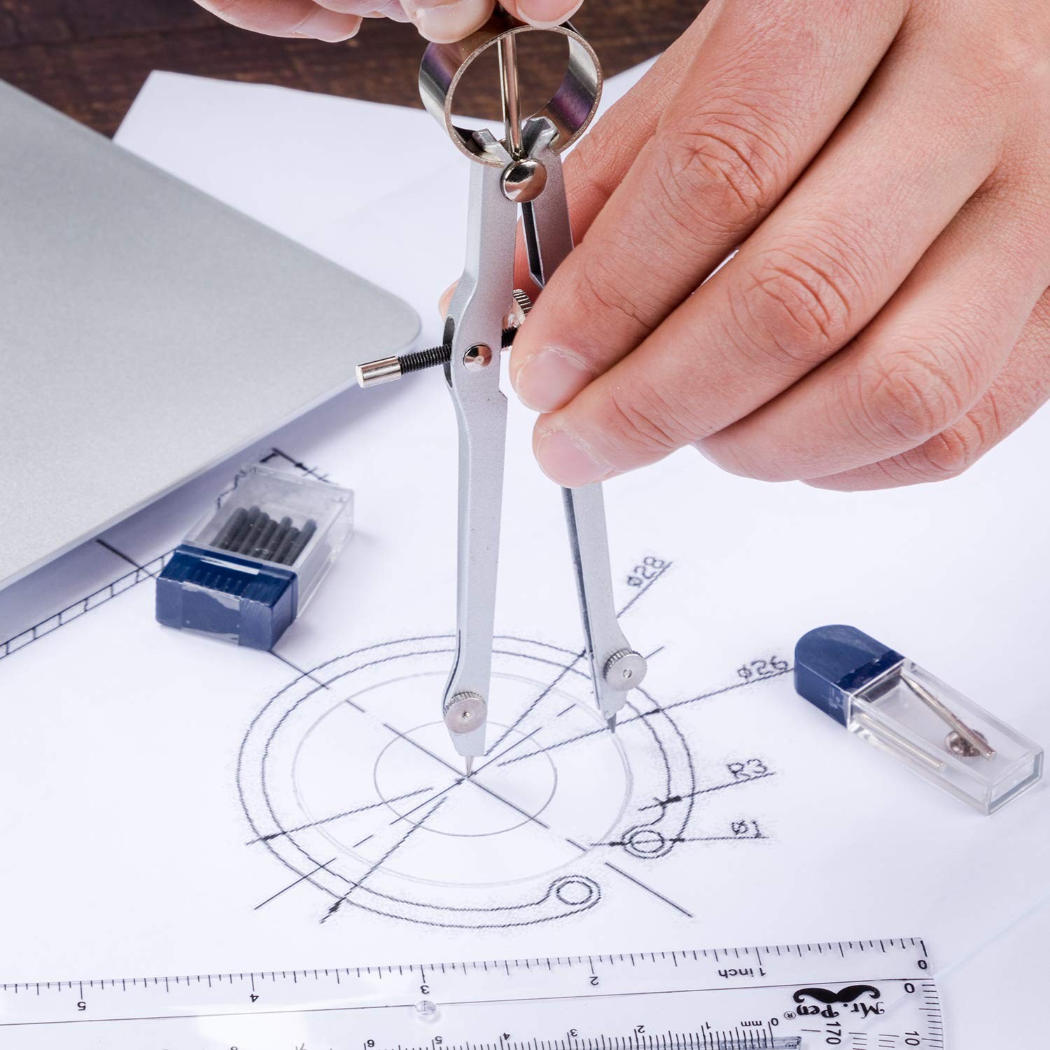 Mr. Pen- Protractor and Compass Set, Protractor,...