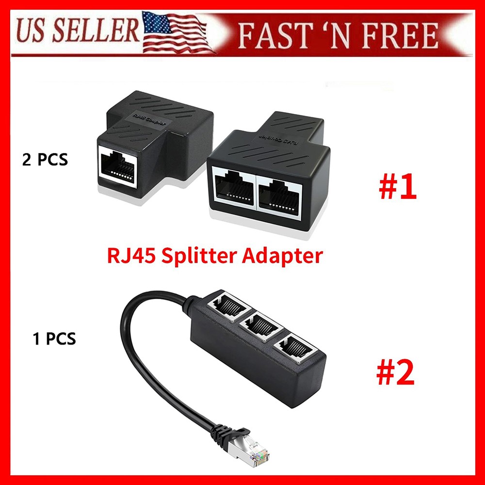 NEW RJ45 Splitter Adapter 1 to 2/3 Ways CAT 7 6 5 LAN Ethernet Cable Connector