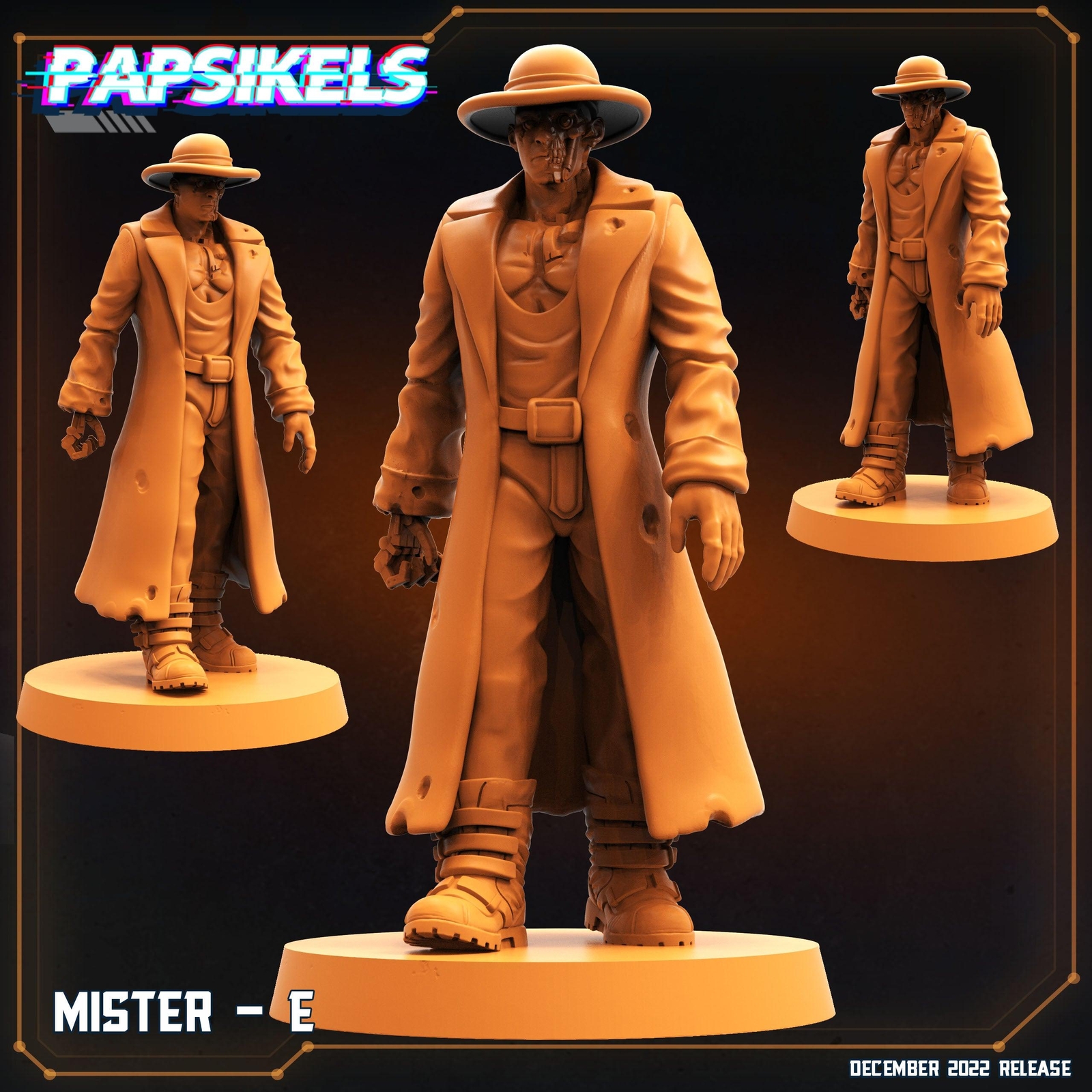 3D Printed Papsikels Cyberpunk Sci-Fi Mister E - 28mm 32mm