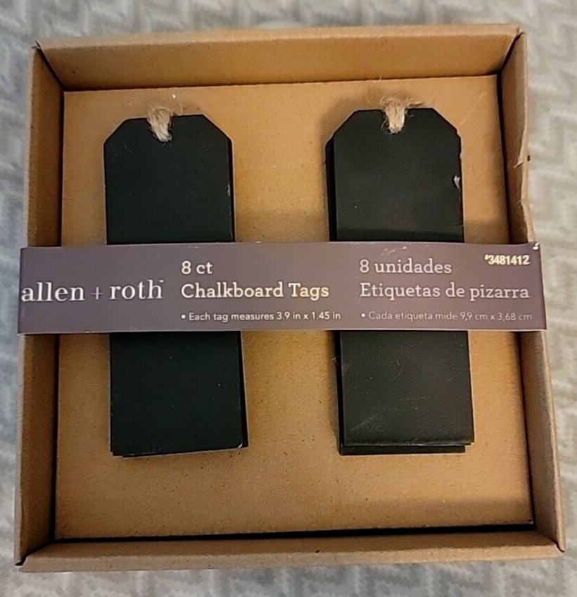 Allen Roth Chalkboard Gift Tags 8 Count 3.9" x 1.15" Hanging Display