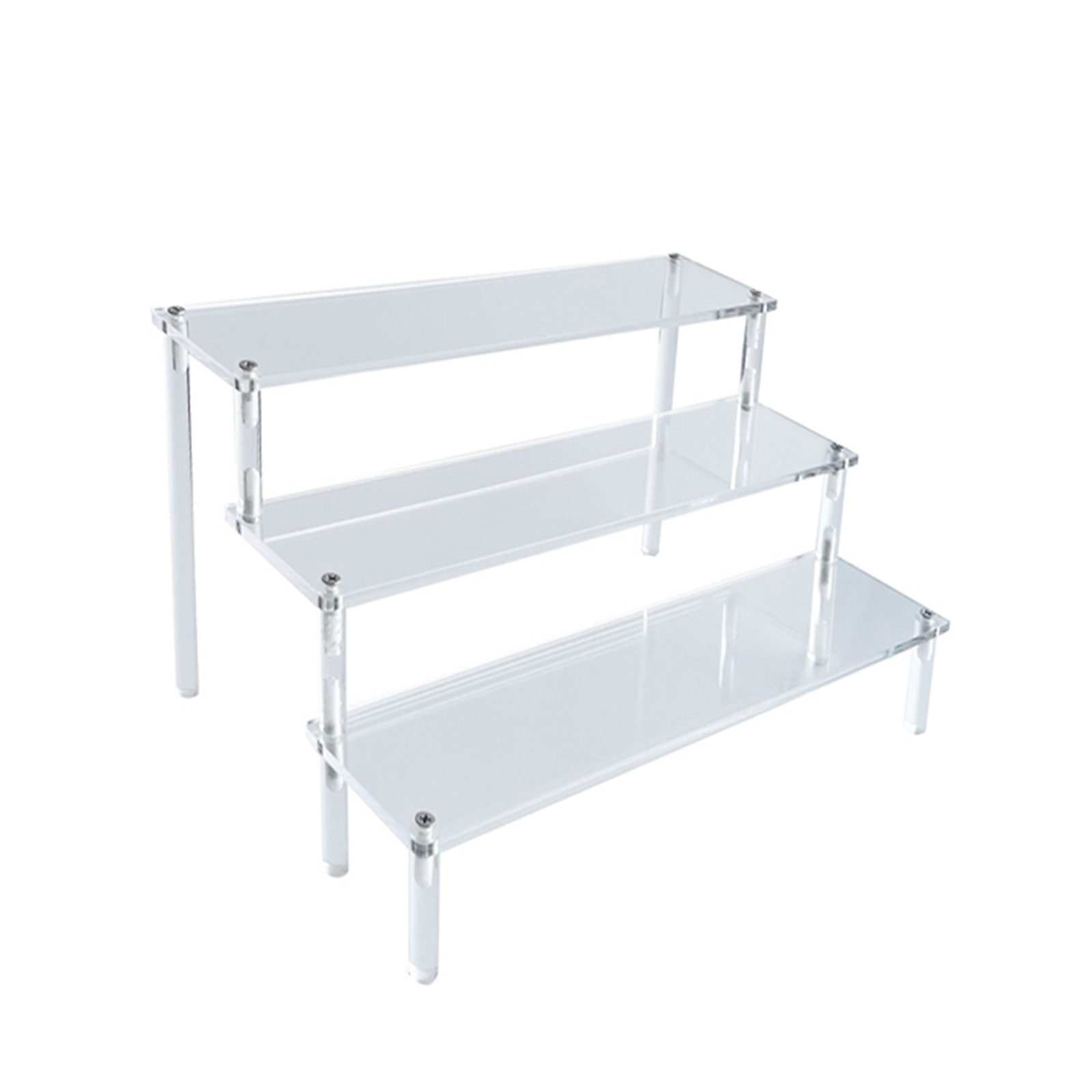 3-Tier Clear Acyrlic Riser Platform Tabletop Small Shelf Display 8X7.8X6"