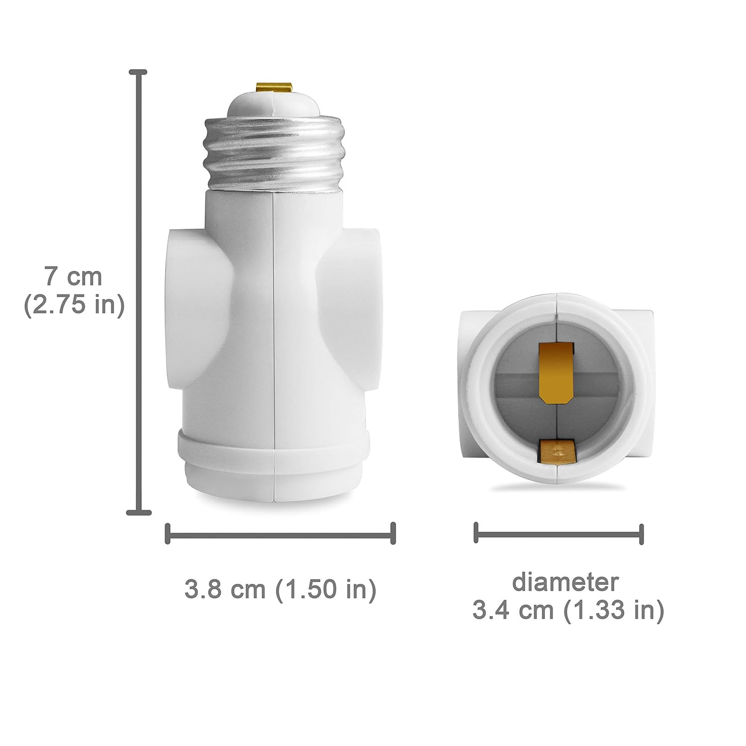 3 Pack White Light Socket Adapter Durable 2 Outlet ETL Listed 660W 125VAC