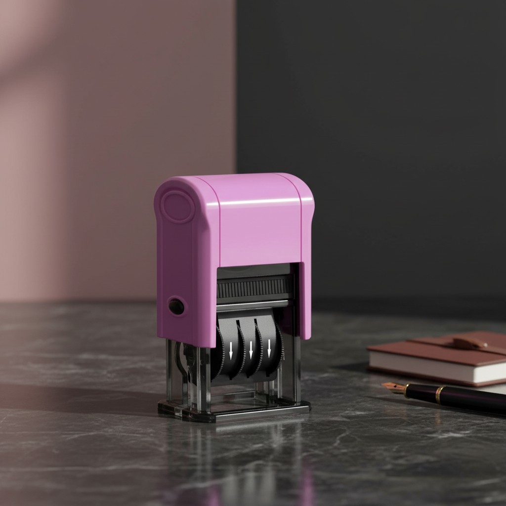 Date Stamp Self Inking Dater Stamp for Business 12 Band Purple Mount Black I...