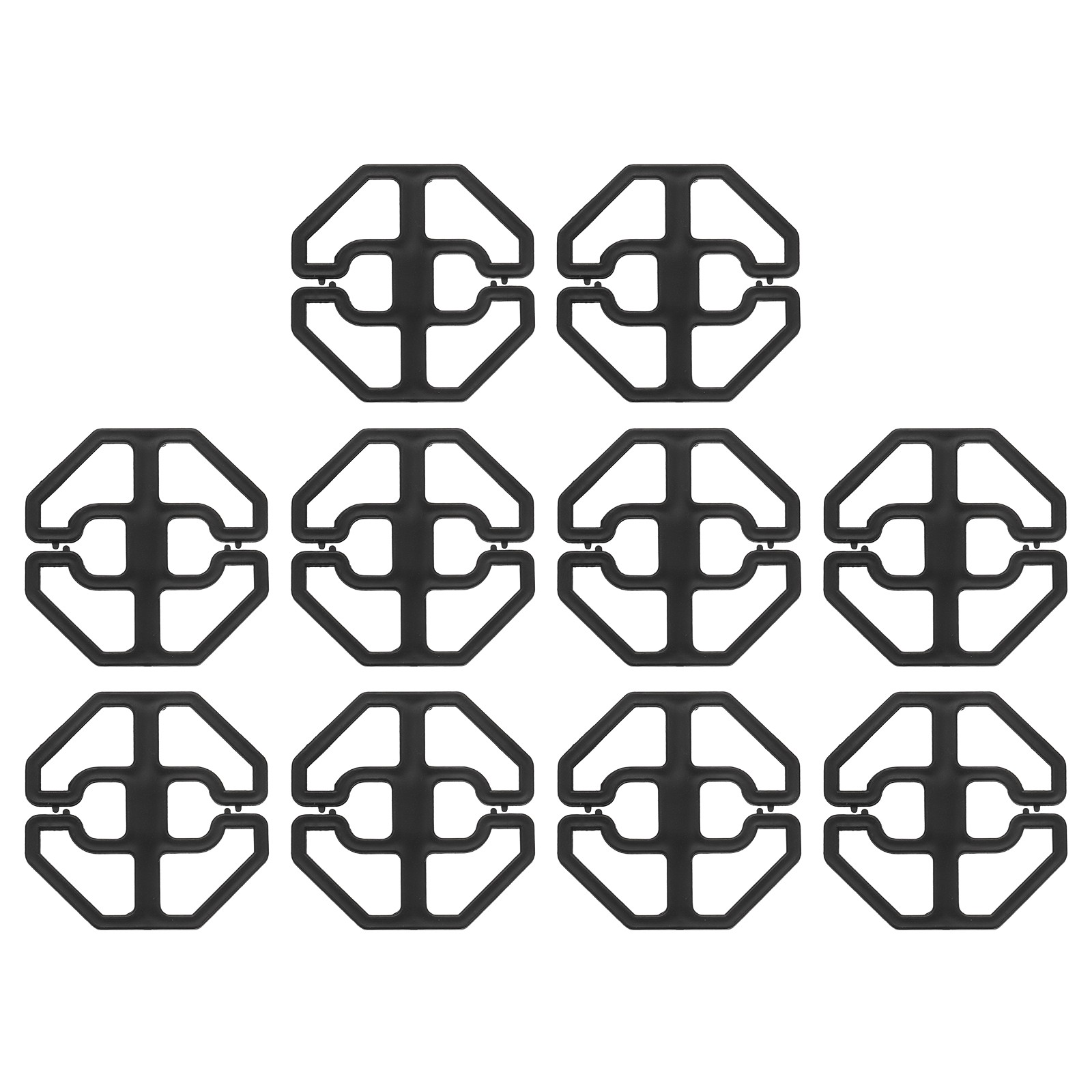 10Pcs Recliner Cover Non-Slip Buckle, 66.7 x 66.5mm Cushion Buckle Octagon Black