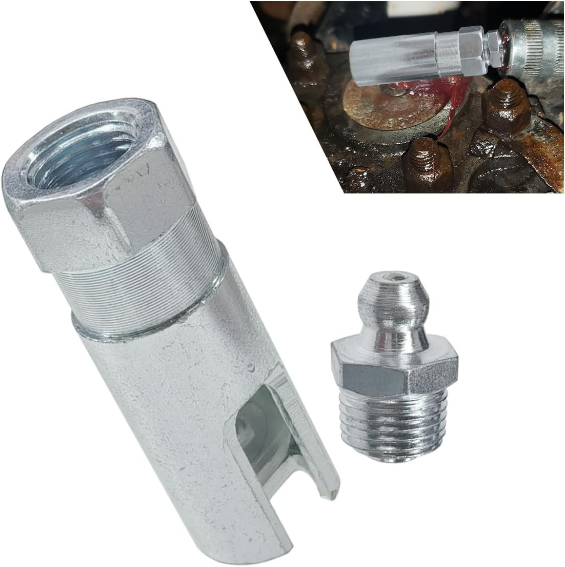 Car 90 Degree Grease Coupler with 1/8 Inch NPT Threads - Push on Slotted Right A