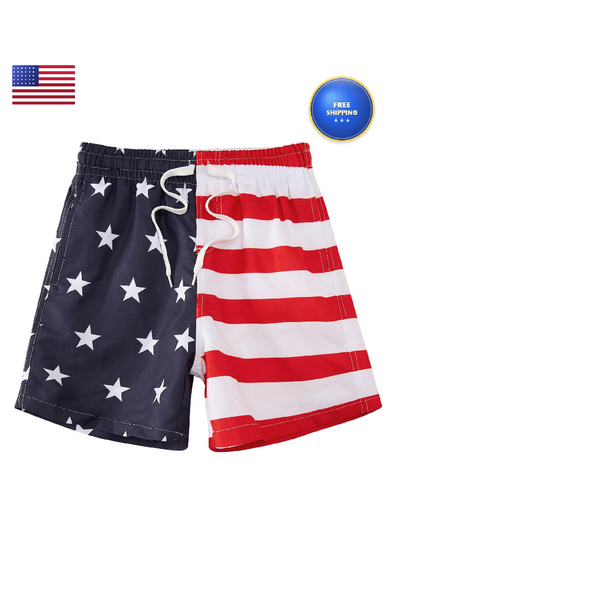 Cozople Red Blue White Swim Trunks Comfort Mesh Swimming Trunks Side Pockets
