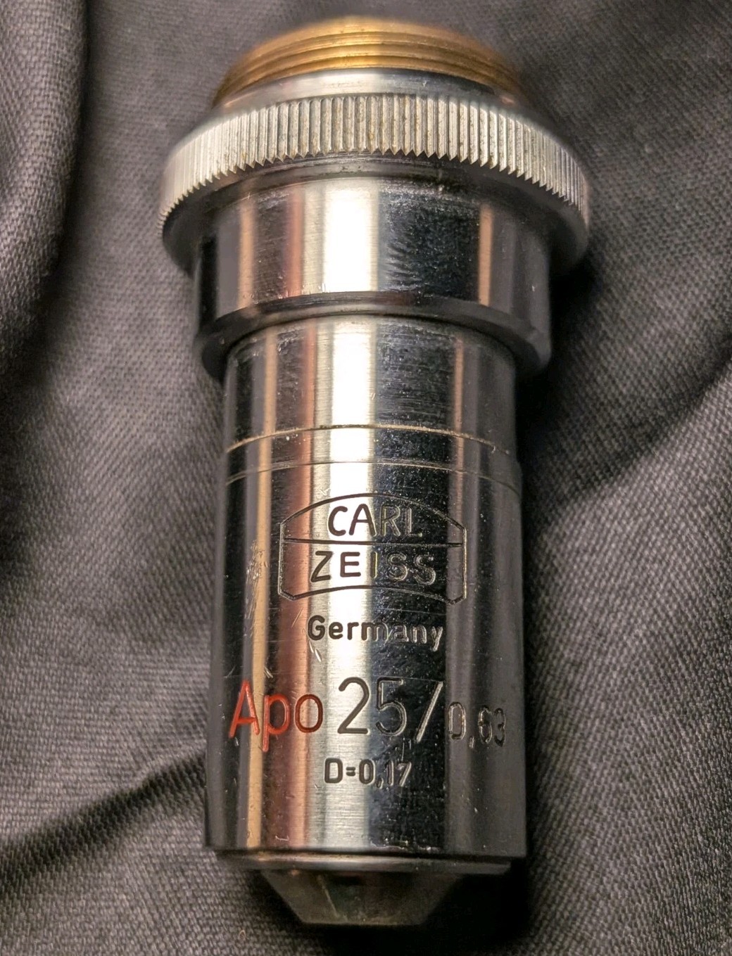 Carl Zeiss Apo Apochromat 25x / .63  Microscope Dry Objective Lens (Rare)