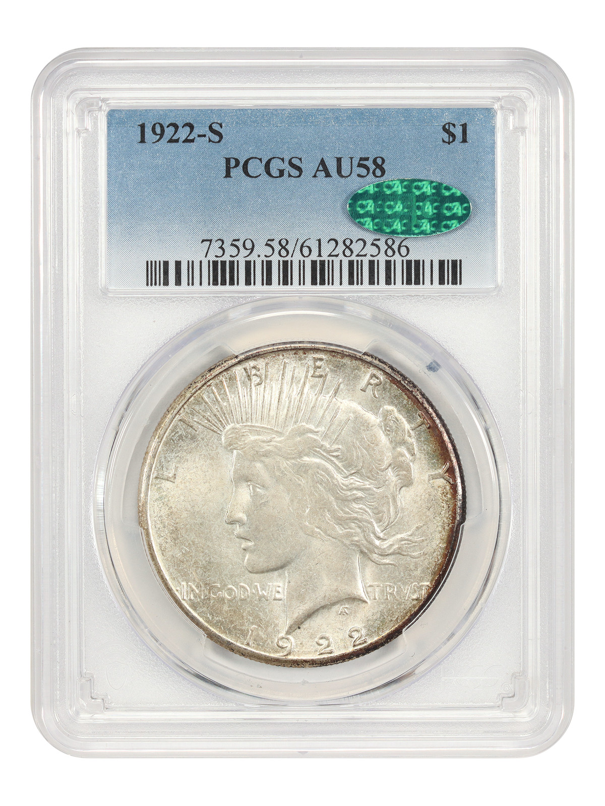 1922-S $1 PCGS/CAC AU58 - Peace Dollar