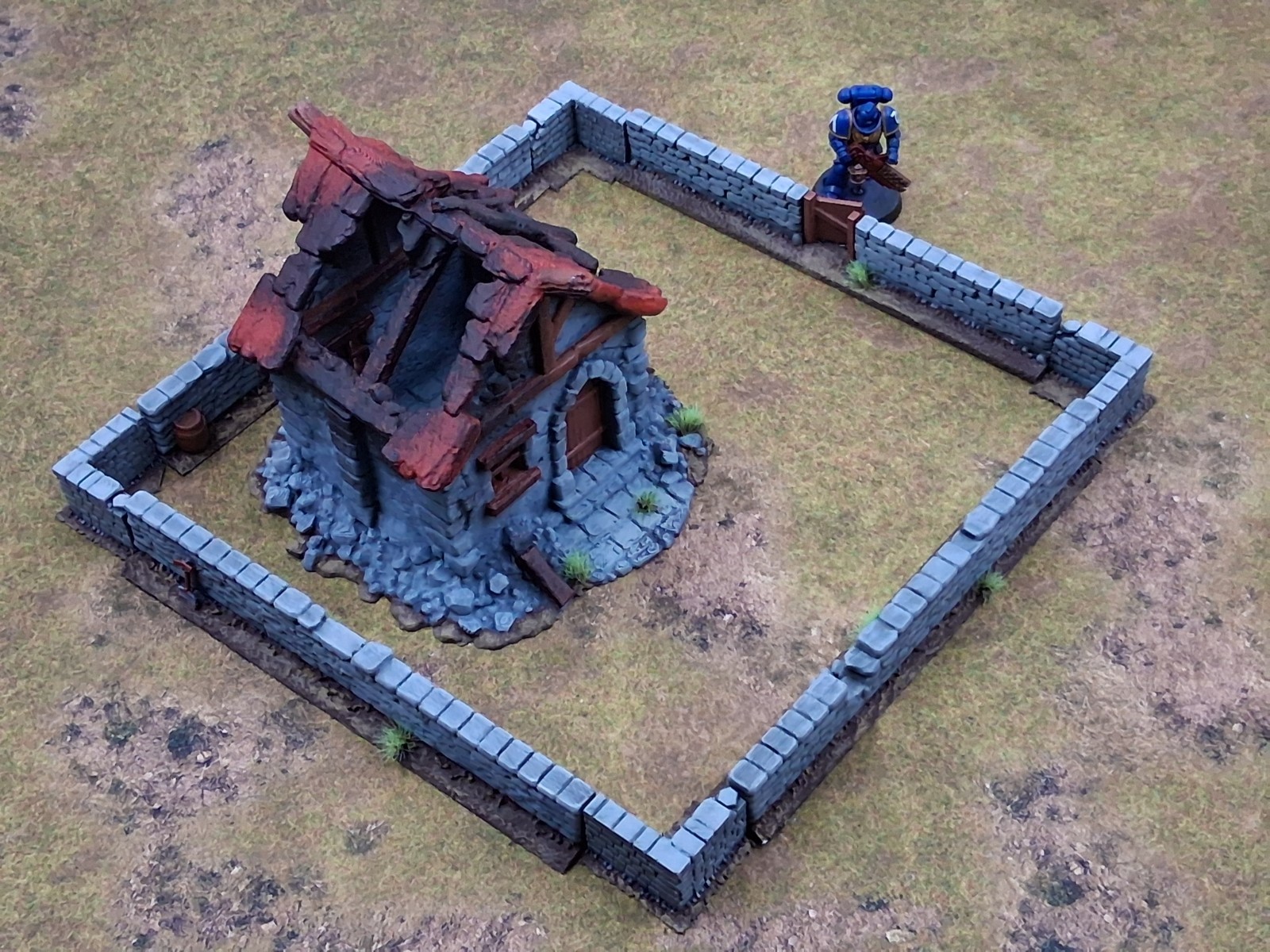 Painted Fantasy Cottage Ruin & Stone Walls 28mm Tabletop Wargaming Terrain