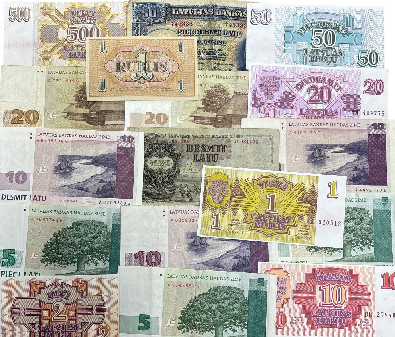 LATVIAN BANK NOTES - CHOICE OF STYLE & NOTE - LATVIA