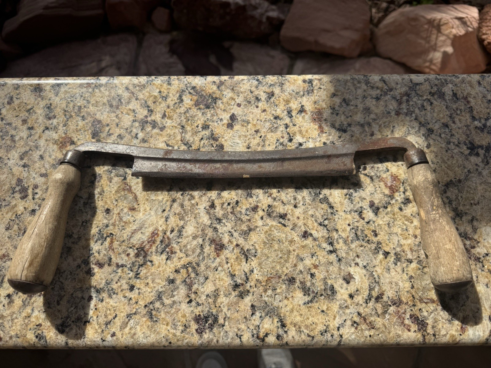 Vintage Draw Knife Blade Wood Handle Woodworking Carving Tool