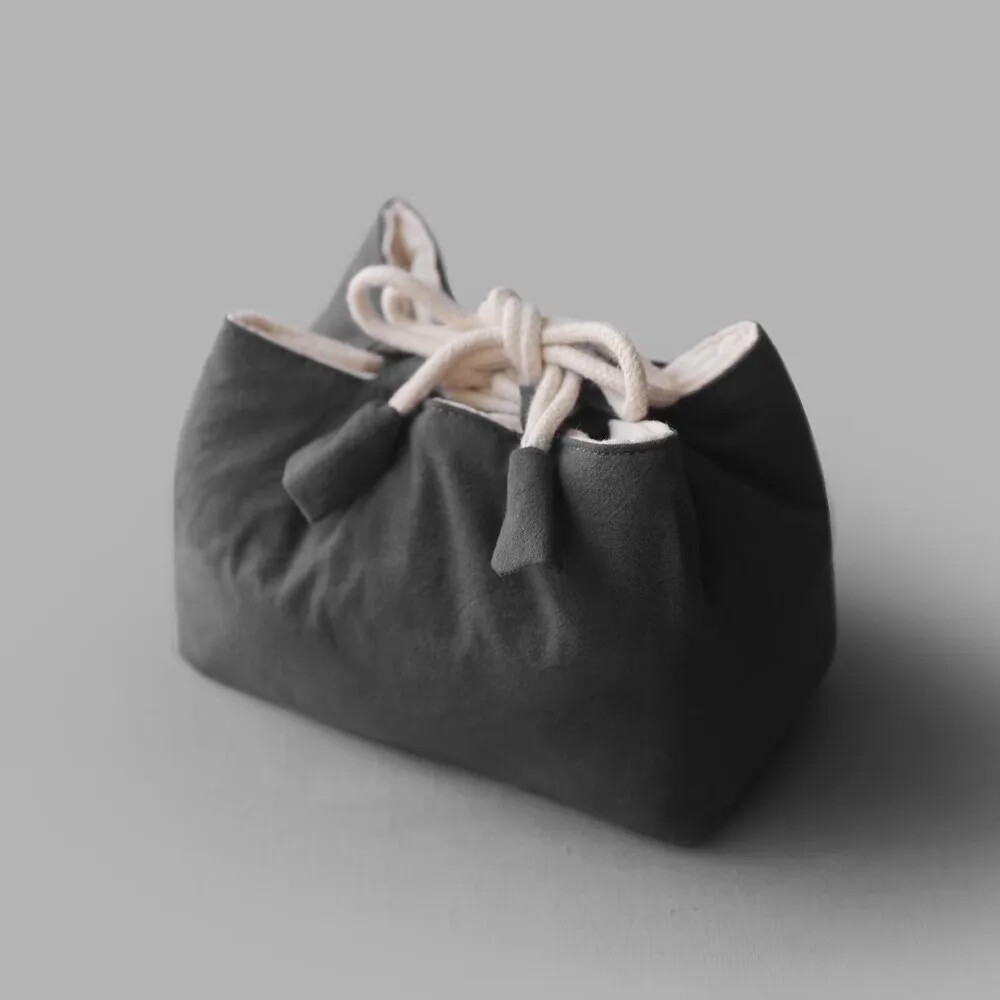 Thickened Storage Bag Solid Color Portable Tea Set Large Drawstring Cloth Bag