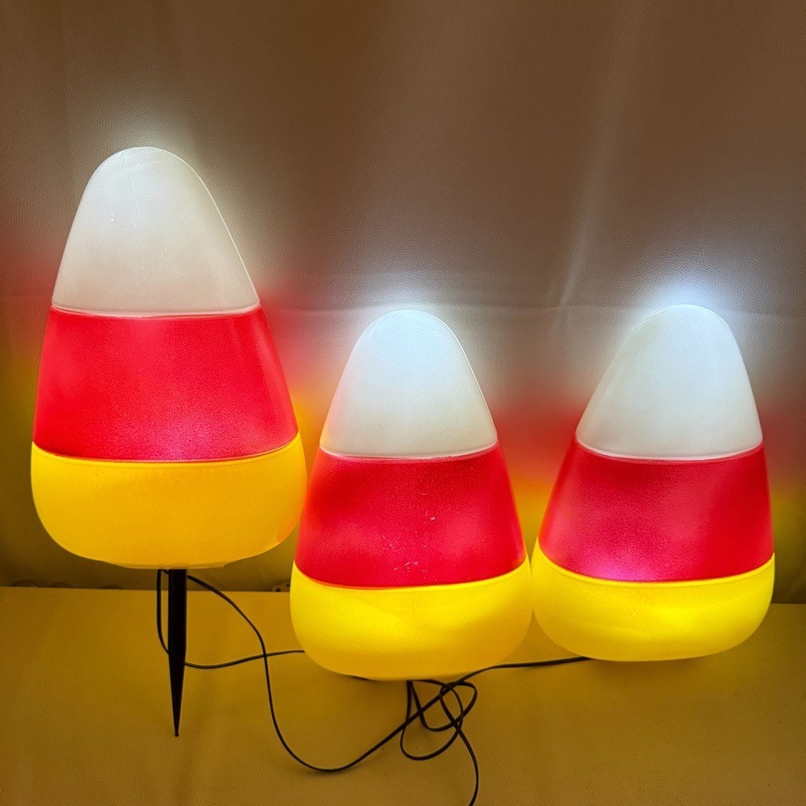 Mr. Christmas Mr. Halloween Candy Corn Pathway Lights Set Of 3 Tested & Works
