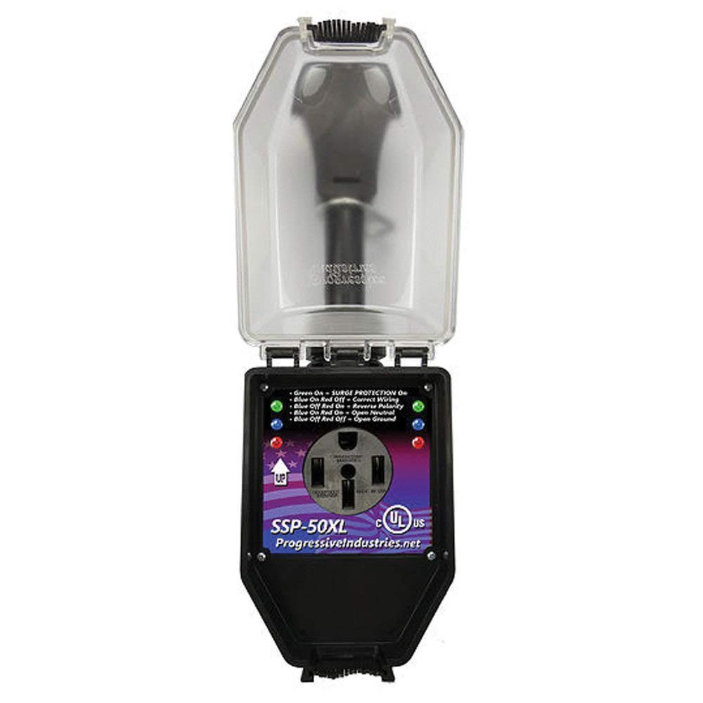 Progressive Industries Portable RV Surge Protector, 50 Amp with All Weather Shie