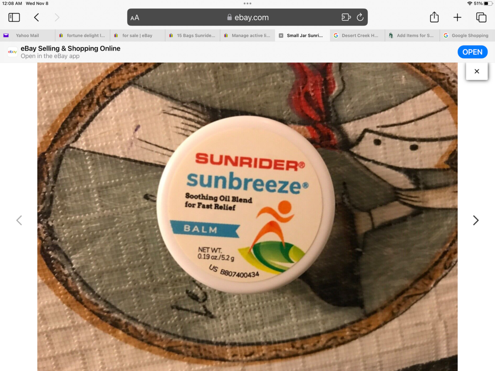 6 Small Jar Sunrider SunBreeze BALM ( .19oz ) )Soothing Oil Blend Pain Relief