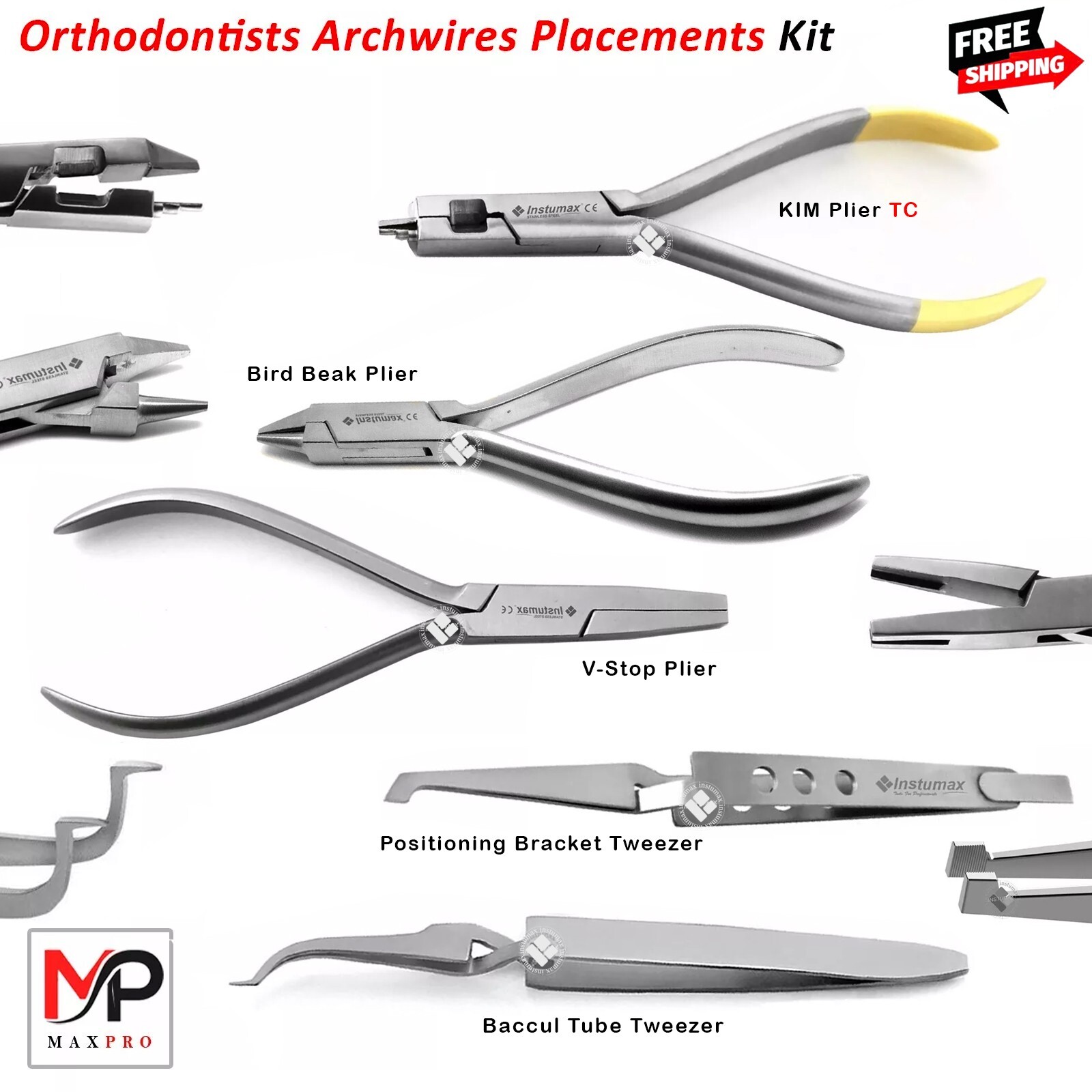 Dental Orthodontic Archwire Placement Kit Kim Plier/Cutter MEAW Loops Forming