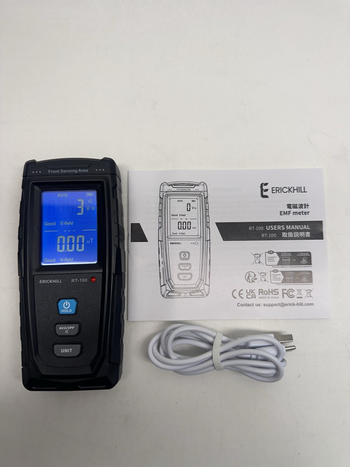 ERICKHILL EMF Meter, Rechargeable Digital Electromagnetic Field Radiation