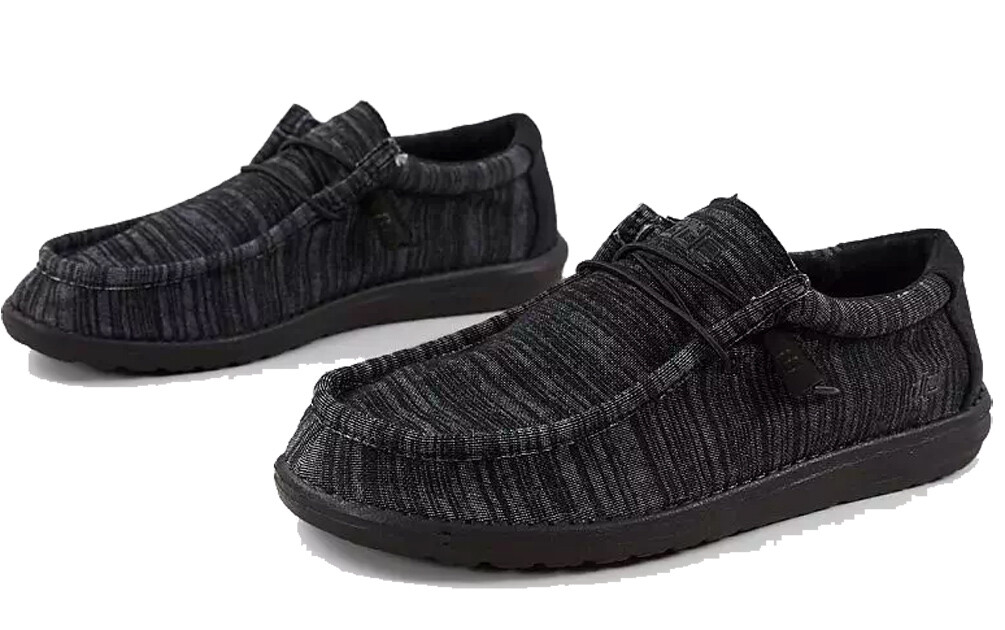 Hey Dude Wally Stretch Mesh Canvas Black Men's Loafer Shoes