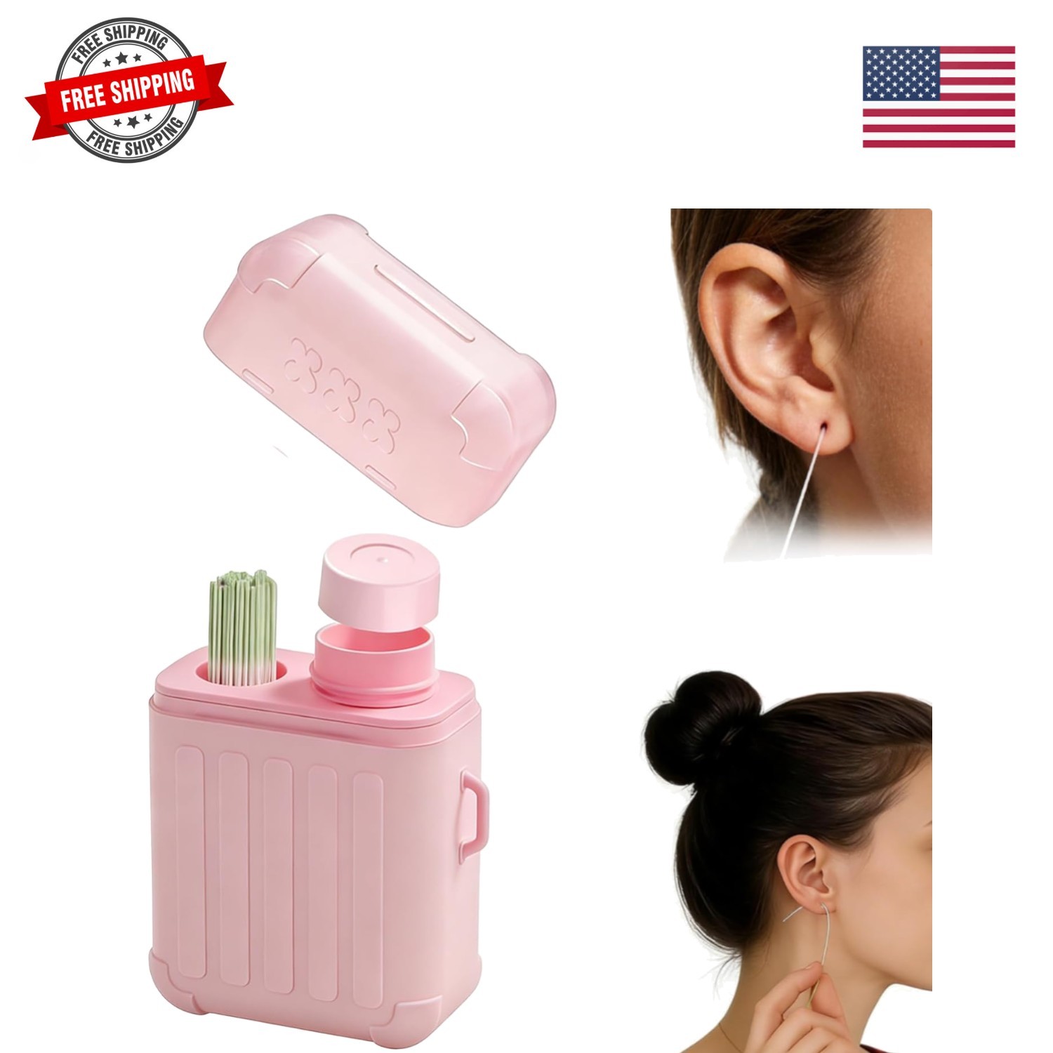Earring Hole Cleaner, 2 in 1 Portable Piercing Cleaning Kit with 180pcs Dispo...