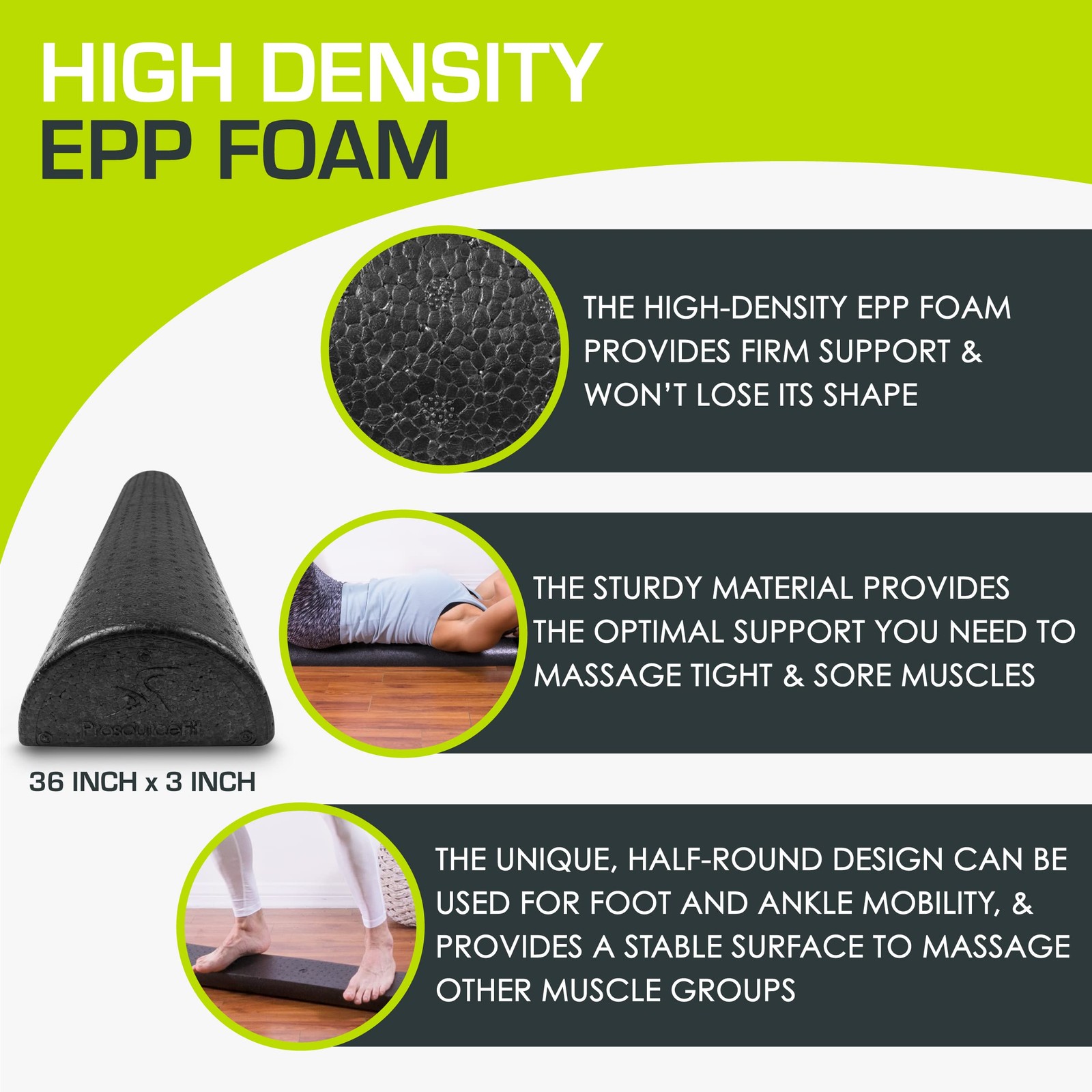Prosourcefit High Density Foam Rollers 36 - Firm Full Body Athletic