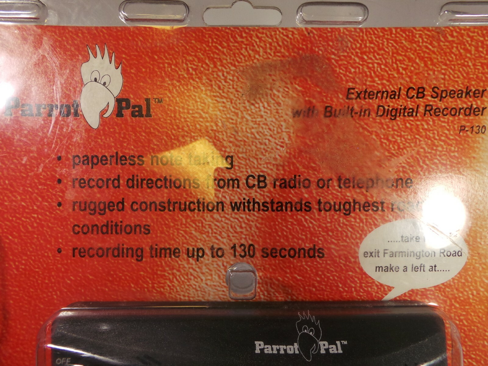 RARE Parrot Pal External Speaker CB w Built in Recorder Record Notes Directions