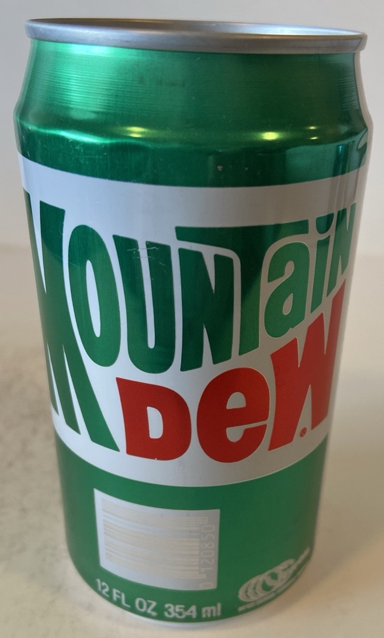 12oz. MTN DEW SODA CAN ( TICKET TO ROCK )EMPTY BOTTOM OPENED