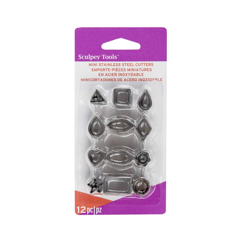 Sculpey 12-Piece Premo Metal Clay Cutters, Mini, Geometric 1 - pack, Silver
