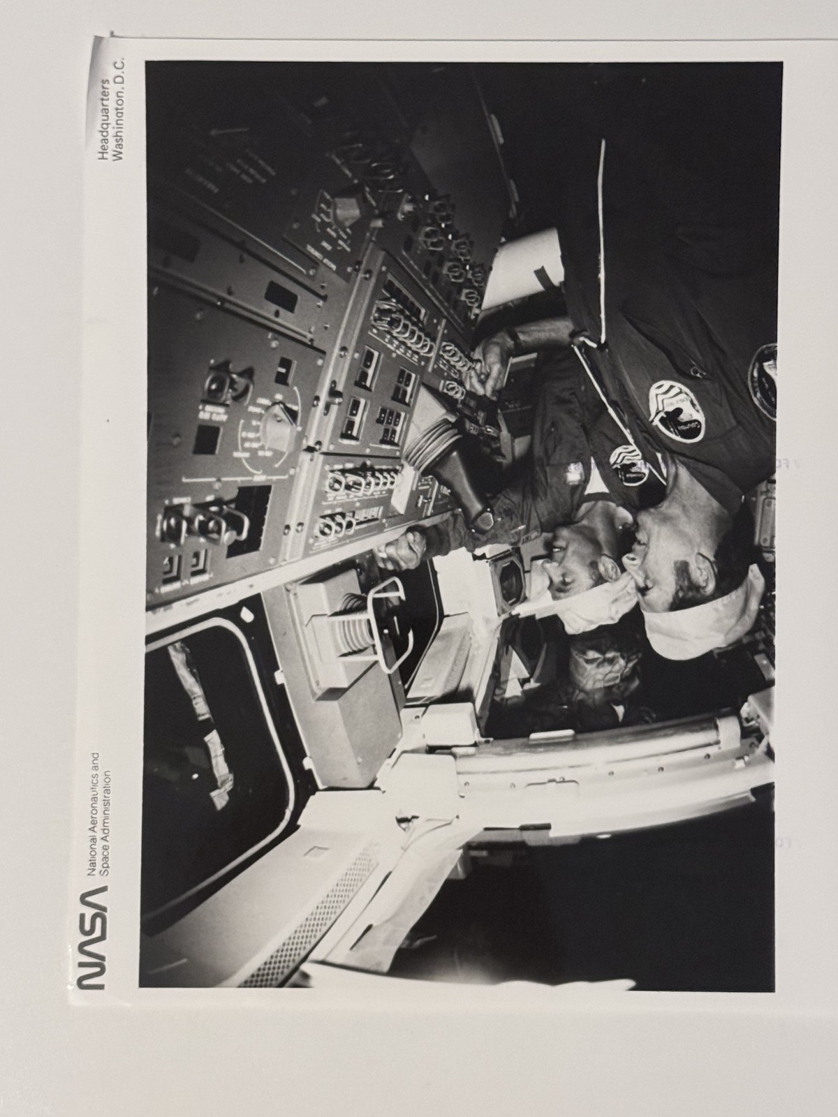 NASA STS-2 Astronaut Crew Inspect Columbia Aft Flight Deck Press Photo