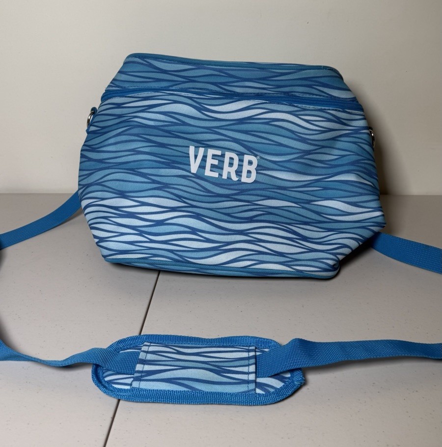 VERB Insulated Cooler Bag w/ Adjustable Shoulder Strap, Blue/White Abstract