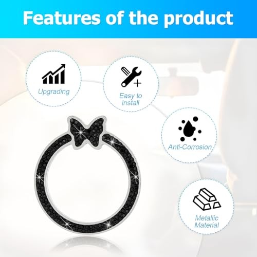 Bling Car Engine Start Ring Sticker, Rhinestone Butterfly Vehicle Push Black