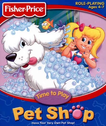 Fisher-Price Time to Play Pet Shop PC CD learn animal feed clearn care vet game!