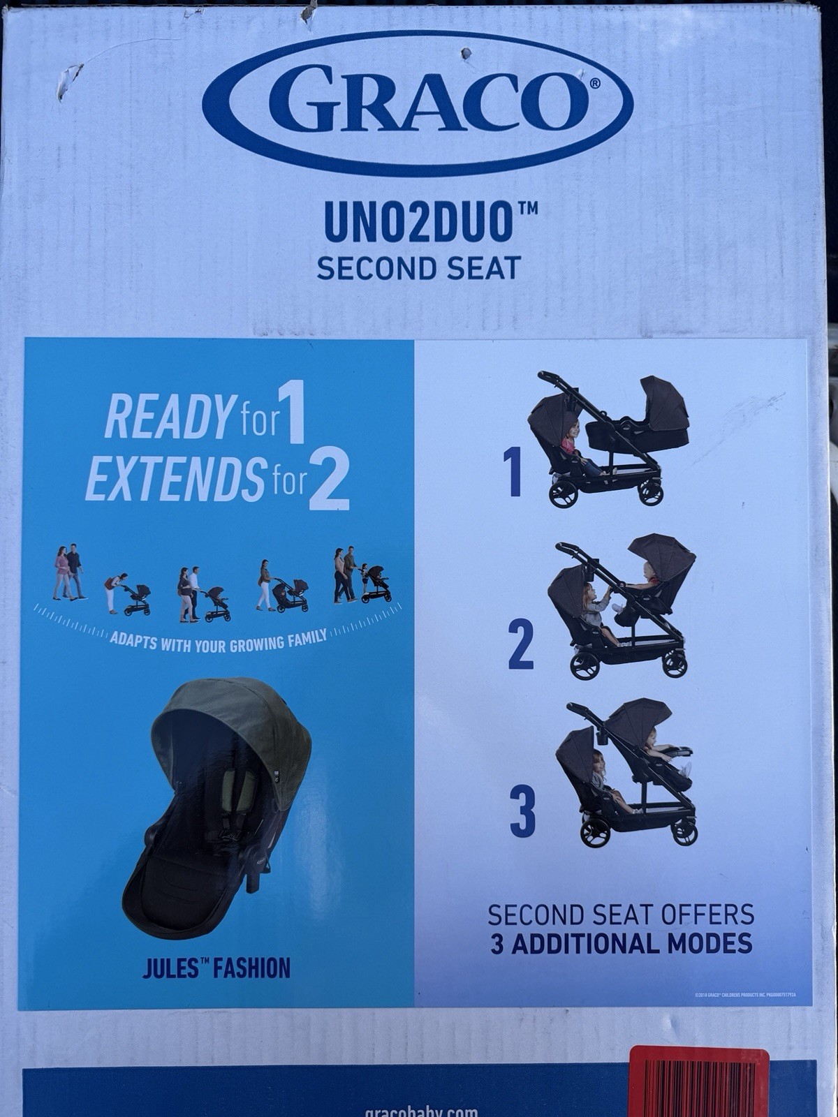 GRACO UNO2DUO STROLLER SECOND SEAT, JULES - GREEN