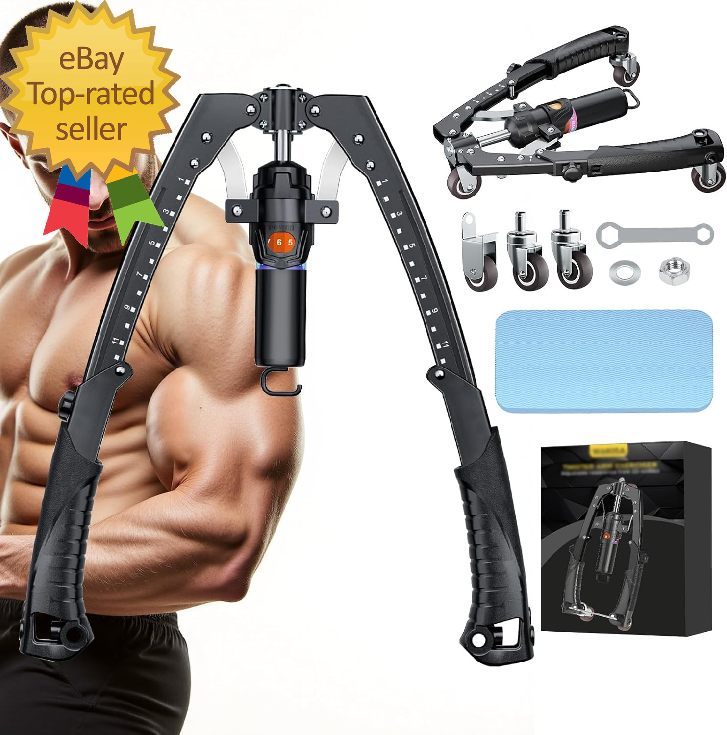 Twister Arm Trainer 3 in 1 Hydraulic Power Chest Workout Equipment withAb Roller