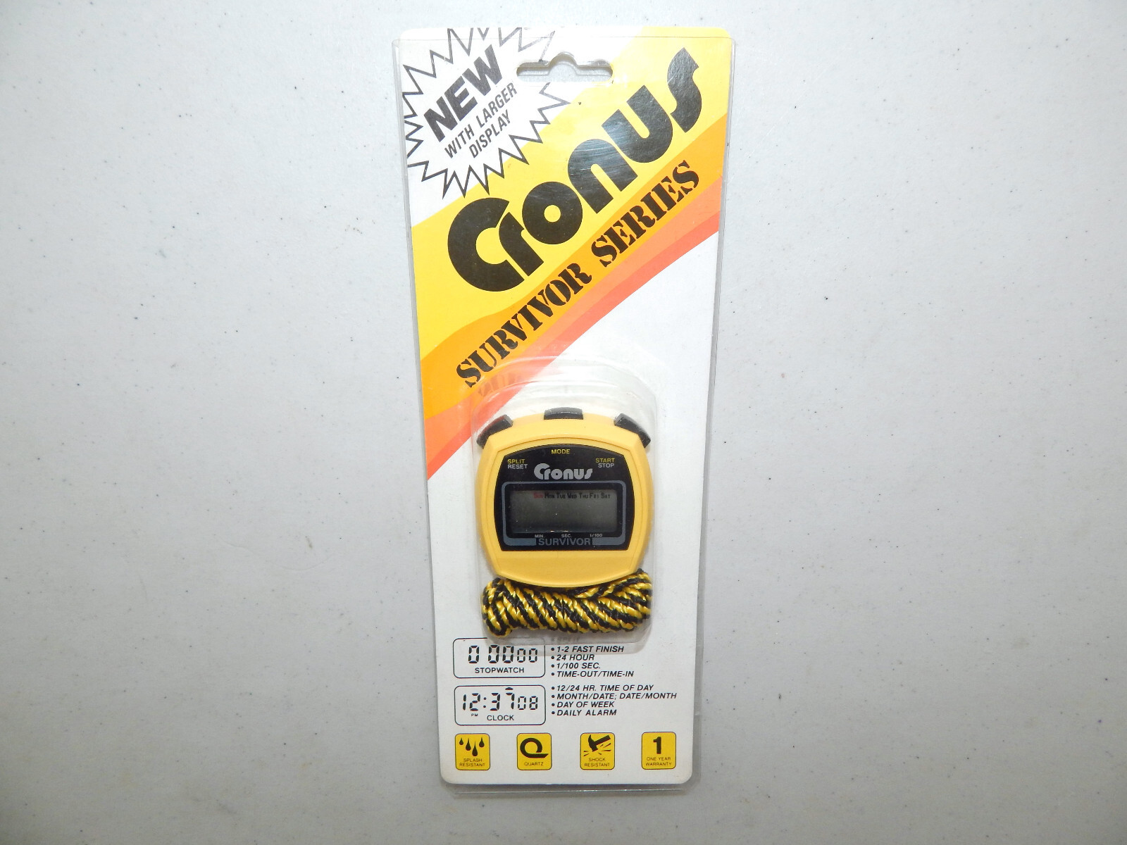 NOS Vintage Rare Yellow  Cronus Survivor Series Stopwatch