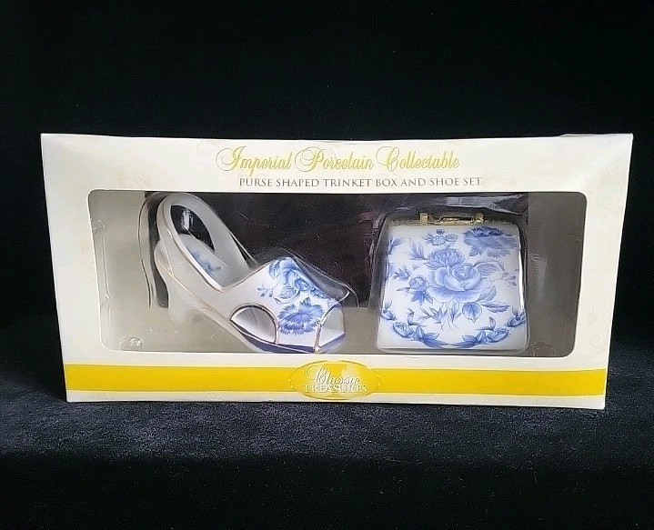Imperial Porcelain Collection Blue and white Trinket Box And Shoe