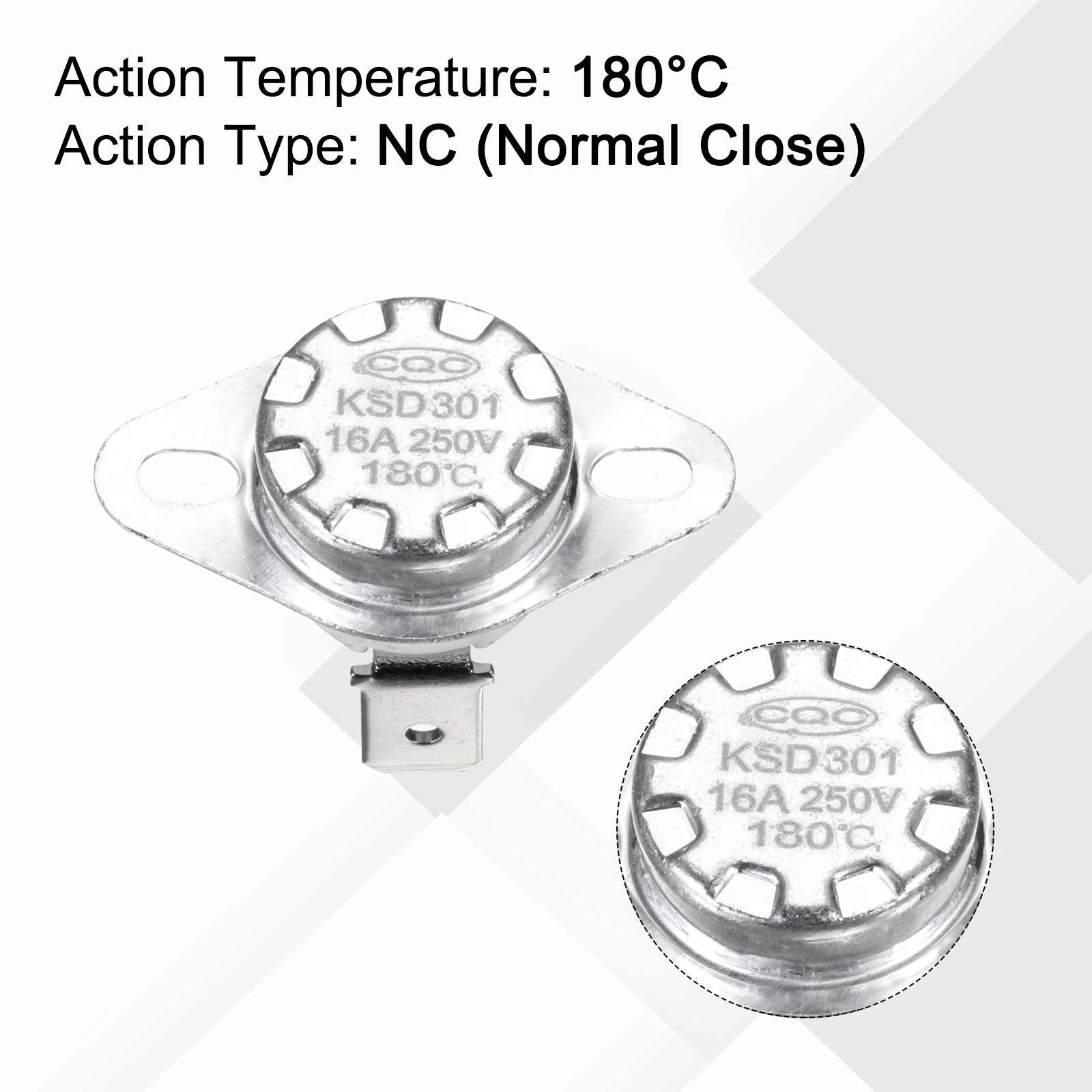 KSD301 Thermostat 180°C/356°F 16A N.C Adjust Snap Disc Temperature Switch 8 Pcs