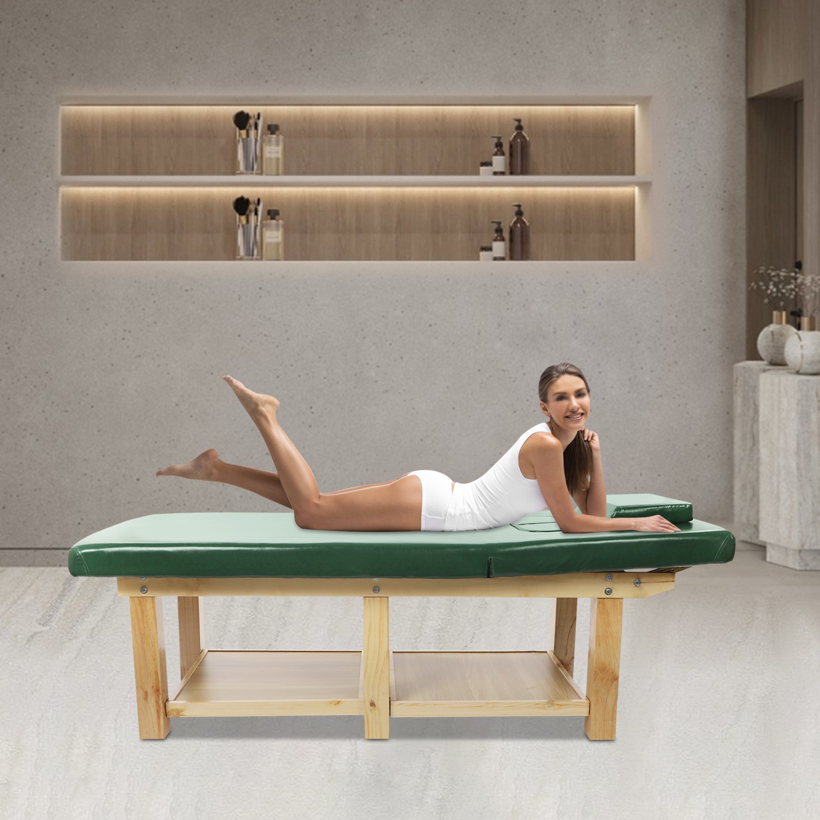 Wide Massage Bed Physical Treatment Bed Spa Facial Bed Free Standing Rectangular
