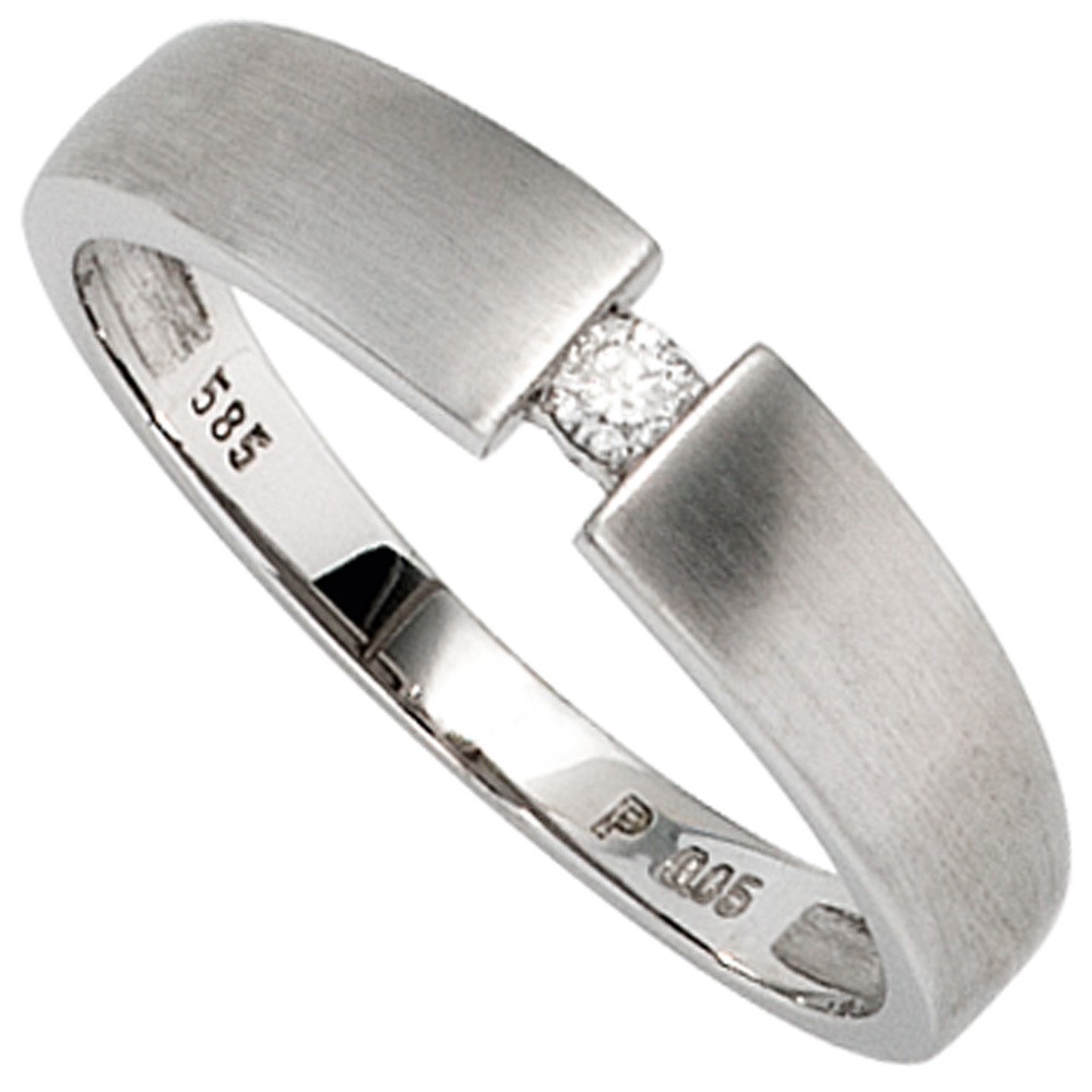Jobo ladies' ring 585 gold White gold matte 1 diamond brilliant 0.05ct. white gold ring R